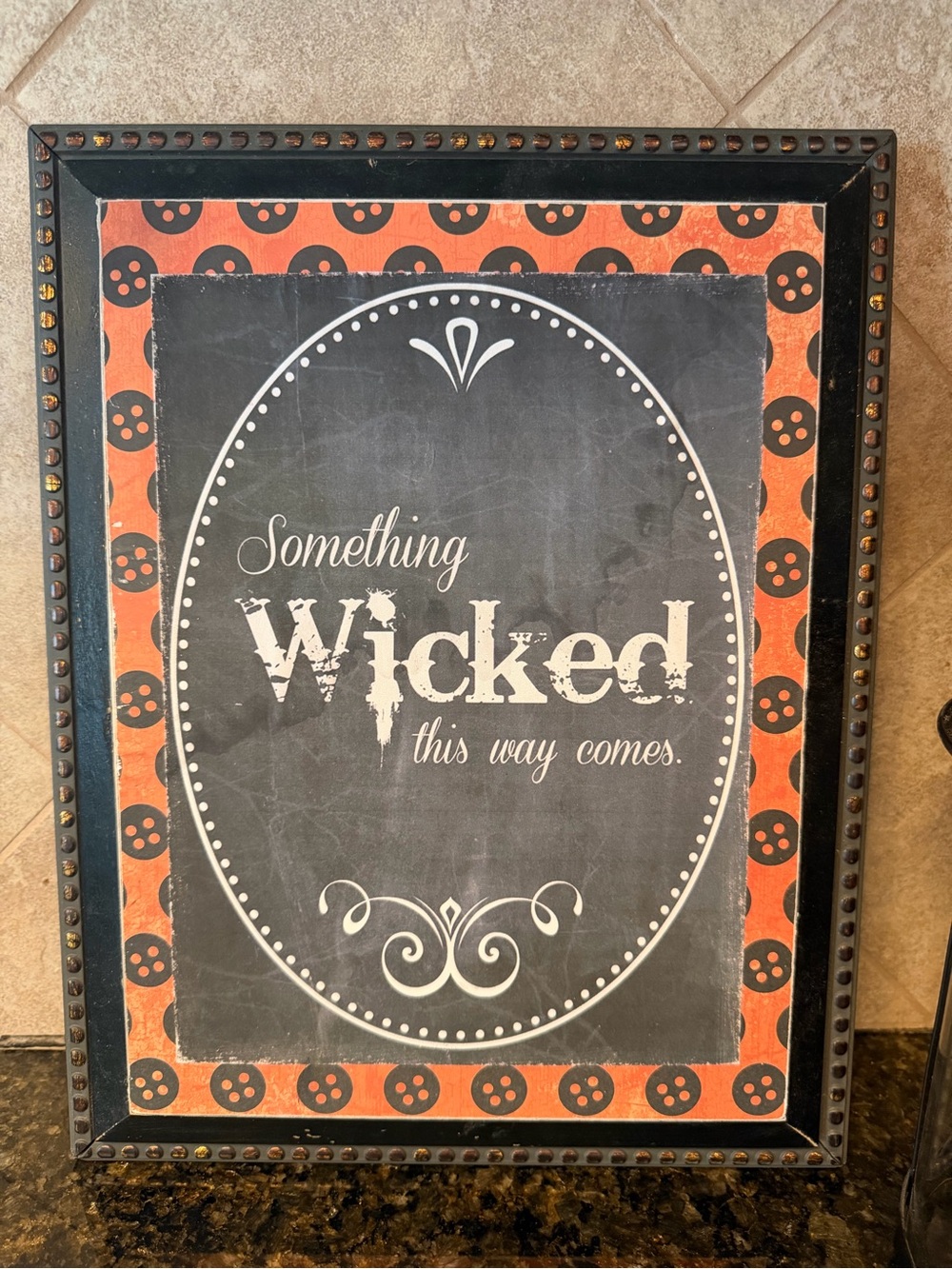 Halloween “Something Wicked This Way Comes” Framed Wall Art - Black and Orange